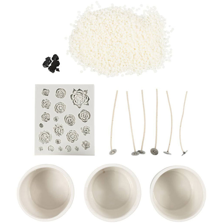 Candle Making Craft Kit | Makes 3 Candles with Rose Details
