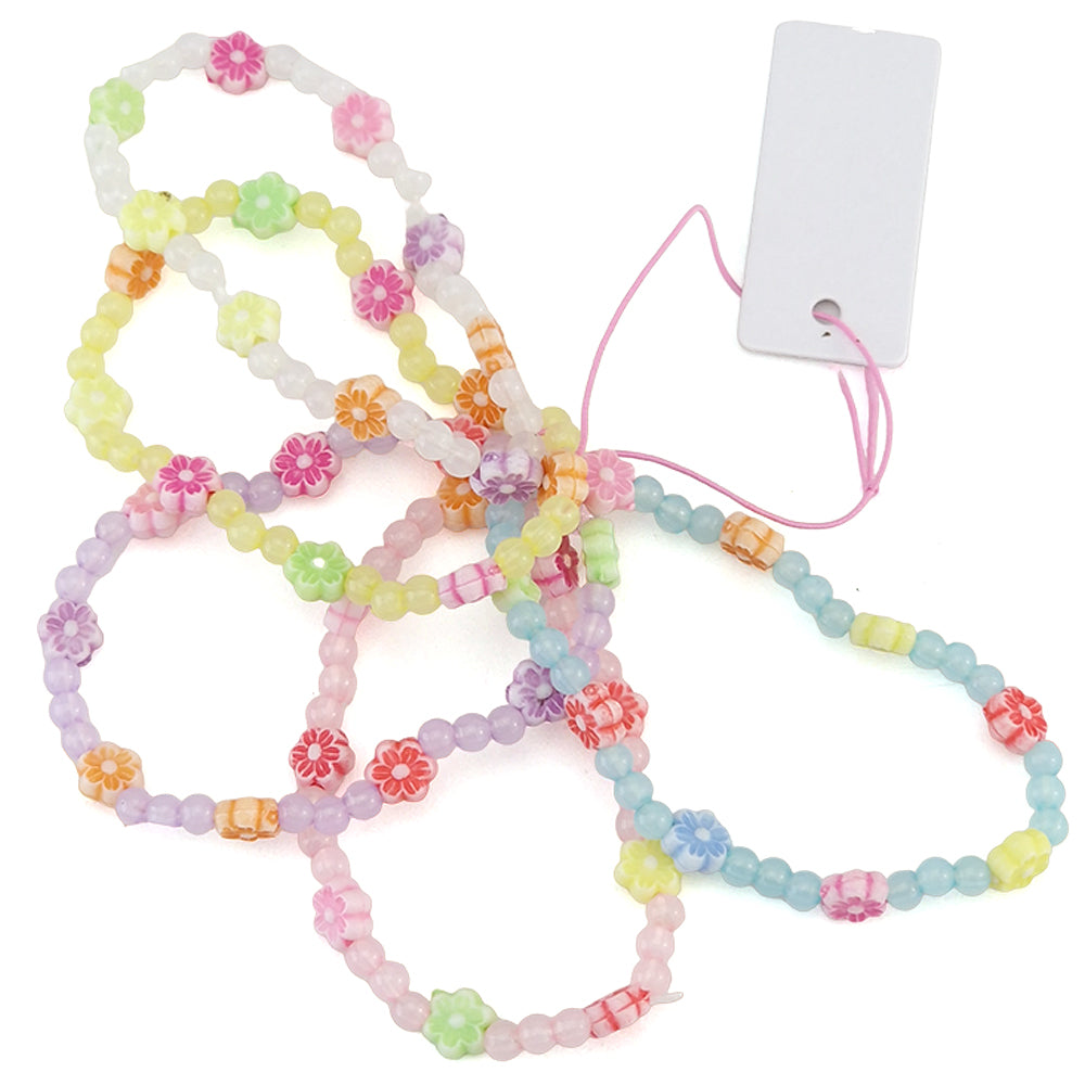 Flower Bead Bracelets for Girls | Bundle of 5 | Little Gift | Cracker Filler