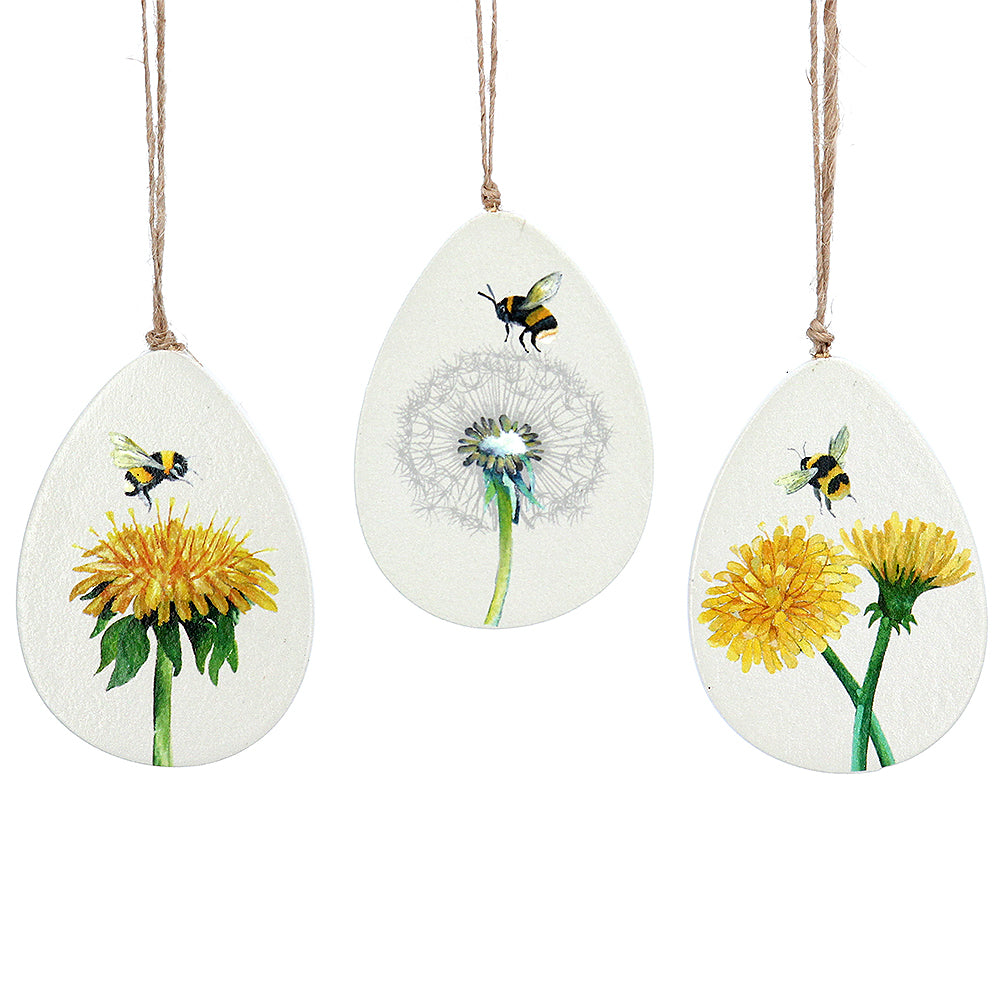 Bee & Dandelion Easter Tree Decoration | Hanging Wooden Ornament | Gisela Graham