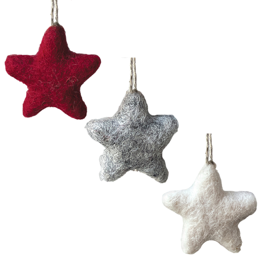 3.5cm Handmade Felt Christmas Tree Star Bauble | Cracker Filler | Little Gift