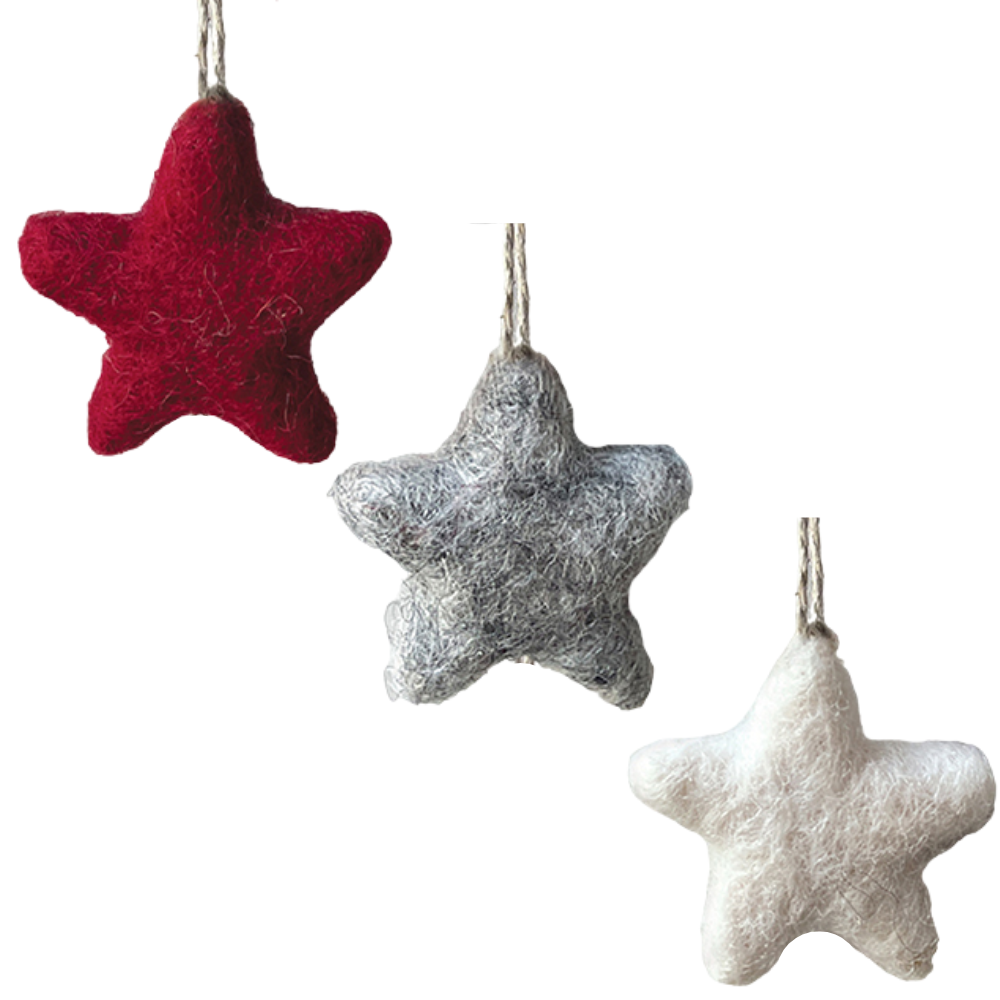 3.5cm Handmade Felt Christmas Tree Star Bauble | Cracker Filler | Mini Gift