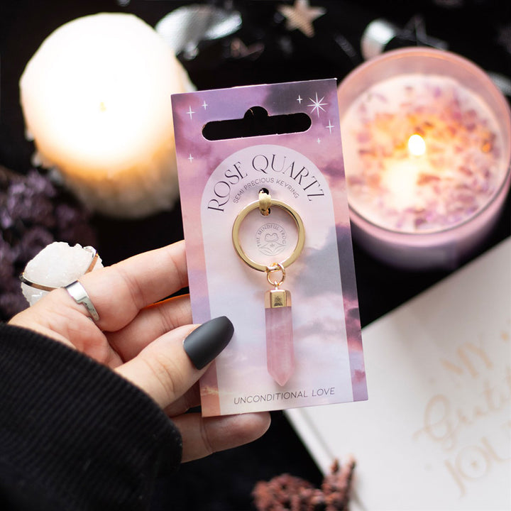 Unconditional Love | Rose Quartz Crystal Keyring | Wellbeing | Little Gift | Cracker Filler