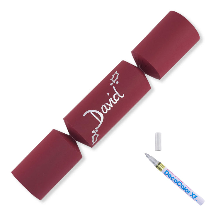Burgundy Red | 12 Personalise Your Own Crackers | Make &amp; Fill Your Own With Pen