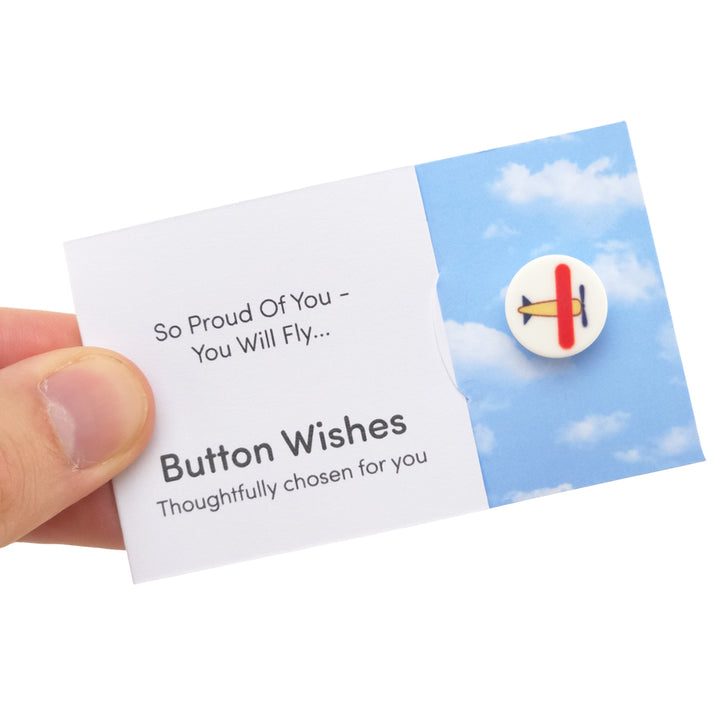 So Proud of You - You Will Fly | Button Wishes Sew On Token | Cracker Filler