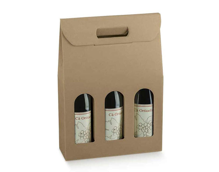 Kraft Cardboard Wine Bottle Gift Box for 1 Bottle