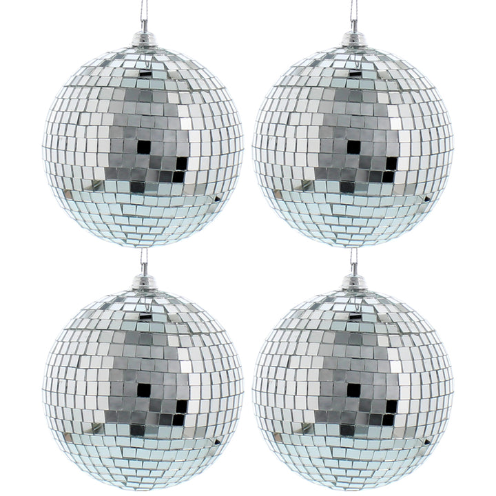 10cm Mirror Balls | Pack of 4 | Christmas Tree Decoration Bauble | Glitter Ball