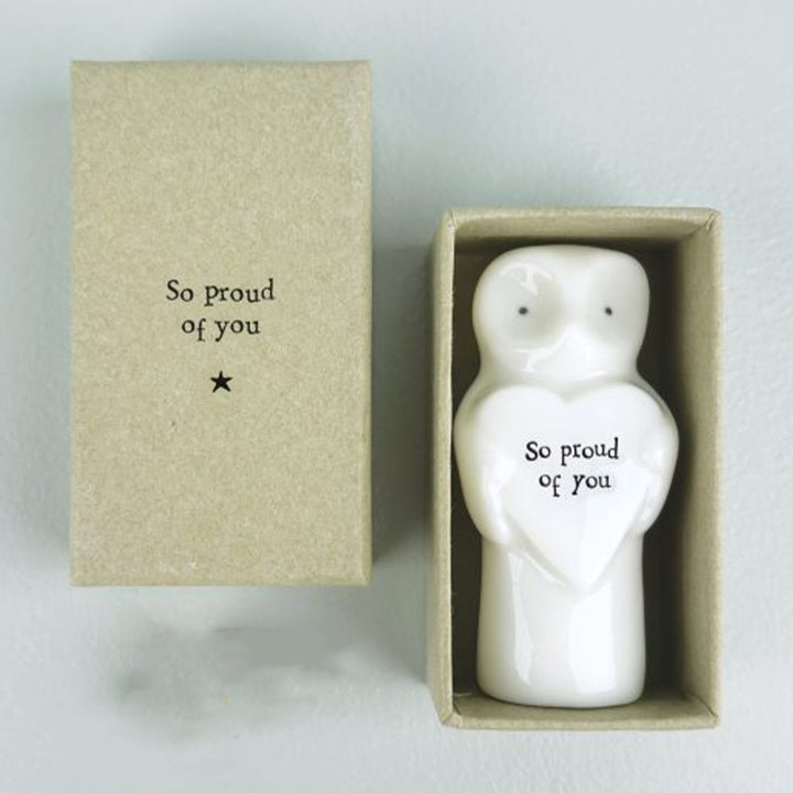 So Proud of You | Porcelain Owl &amp; Heart | Little Gift | Cracker Filler