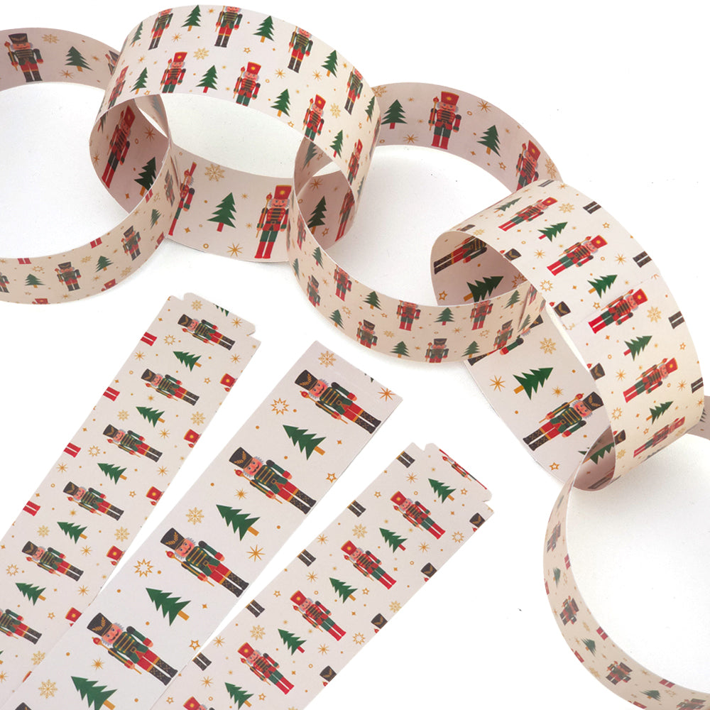 30 Reusable Christmas Paper Chains | Nutcracker | No Glue Needed | 2.5m