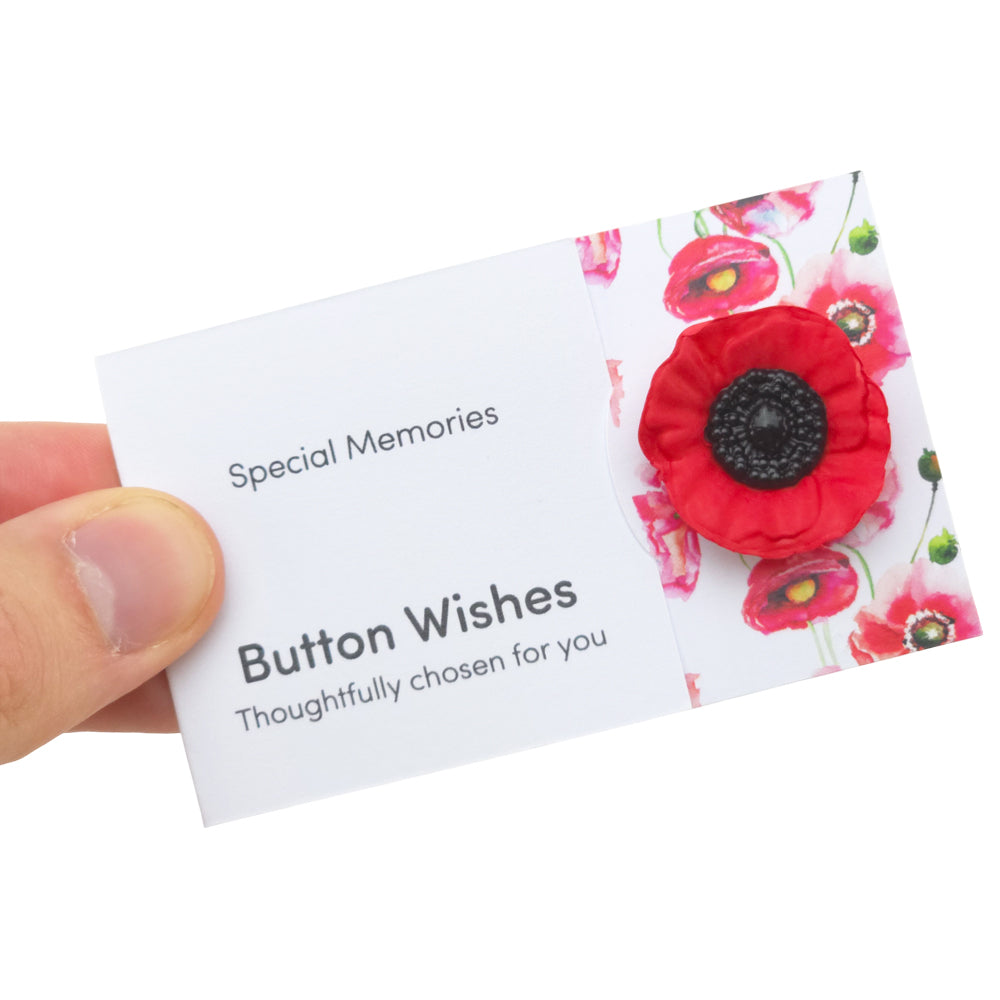 Special Memories | Poppy | Button Wishes Sew On Token | Cracker Filler