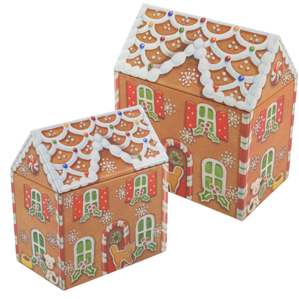 Gingerbread House | Christmas Storage Tin | Dana Kubick | Small or Large Tin