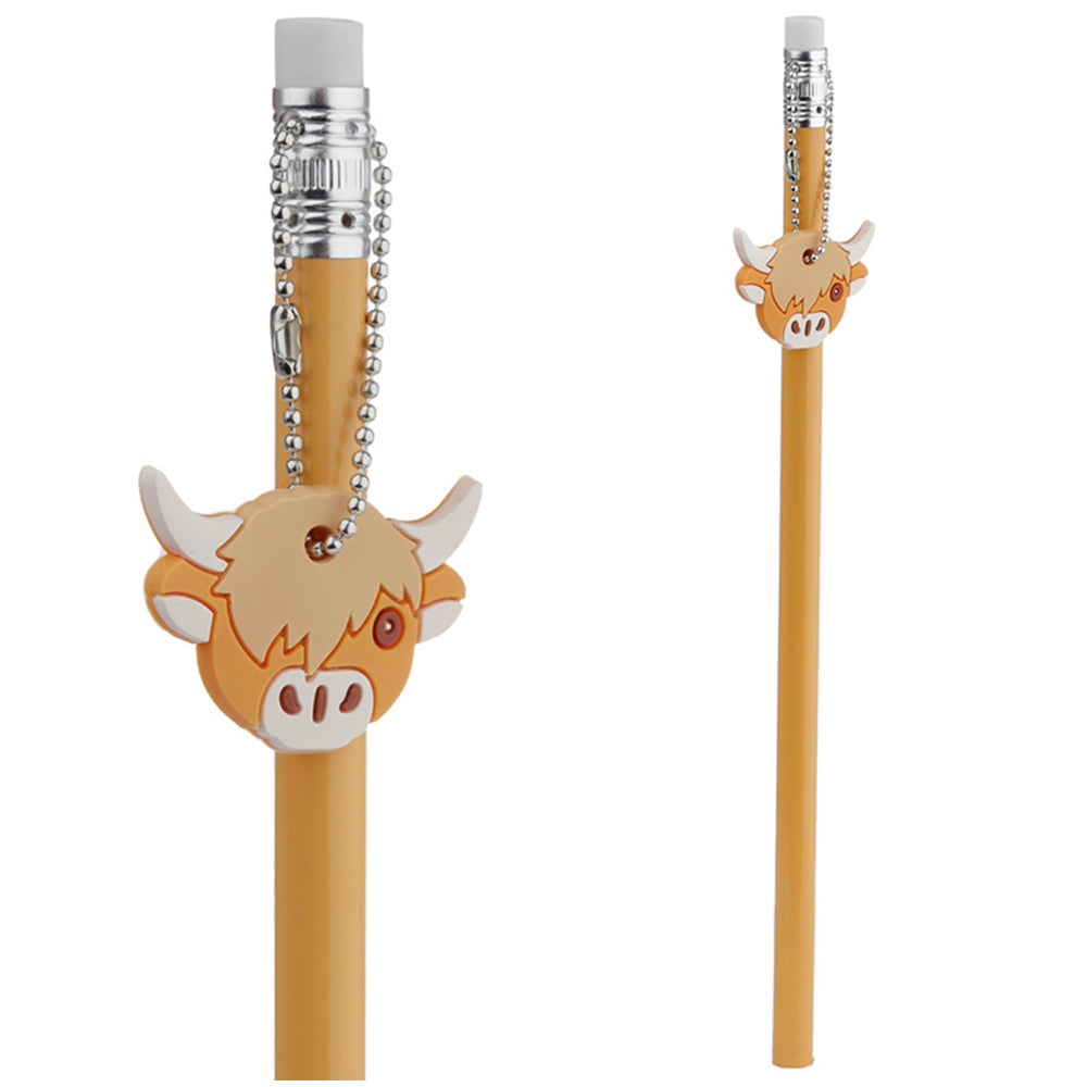 Highland Coo Cow Pencils | Set of 2 with PVC Charms | Letterbox Gift