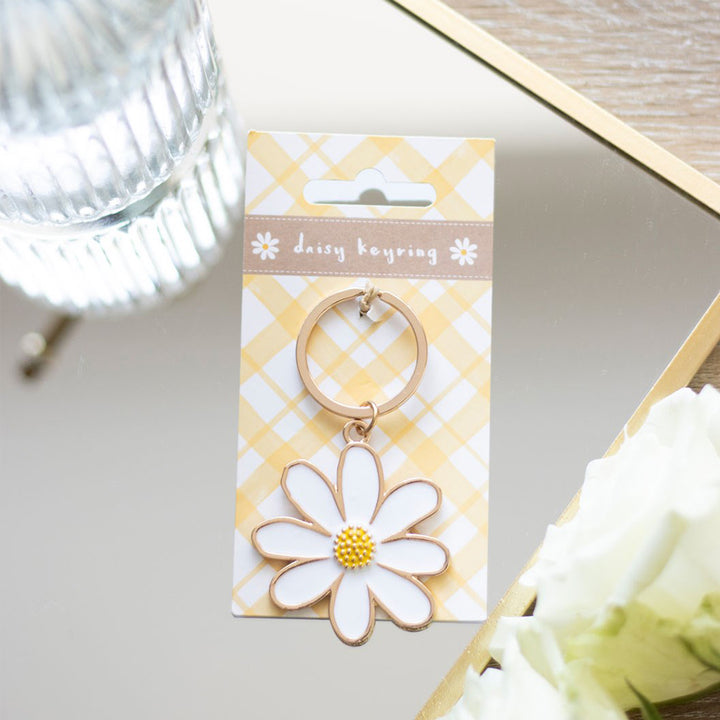 Pretty Daisy Flower Enamel Keyring | Little Gift | Cracker Filler