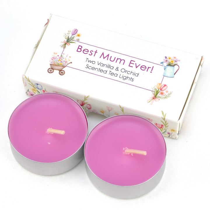 Best Mum Ever | Vanilla & Orchid Tealight Candles | Mini Gift | Cracker Filler