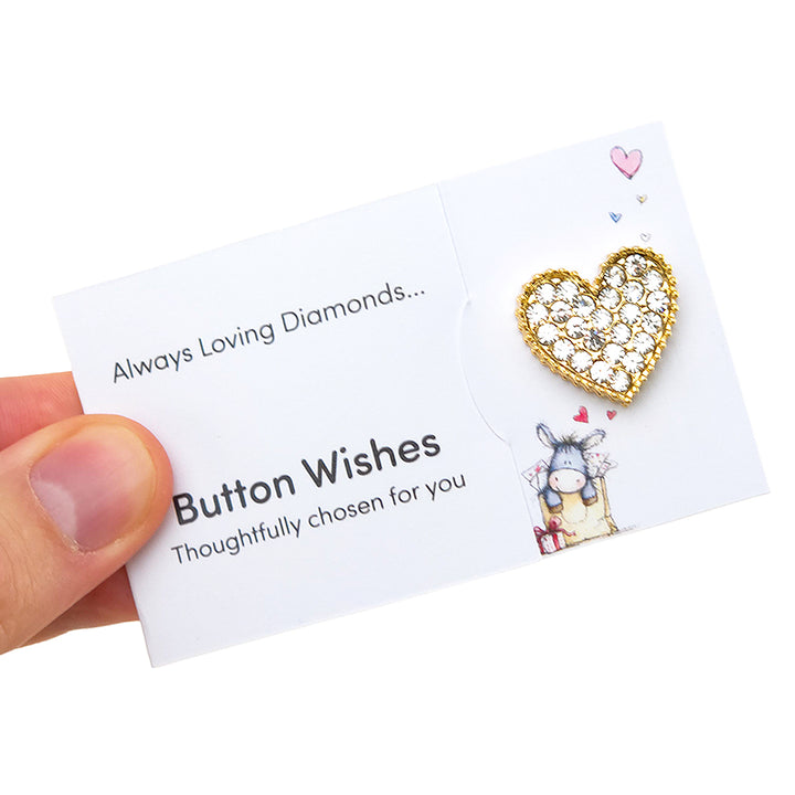Always Loving Diamonds | Diamante | Button Wishes Sew On Token | Cracker Filler