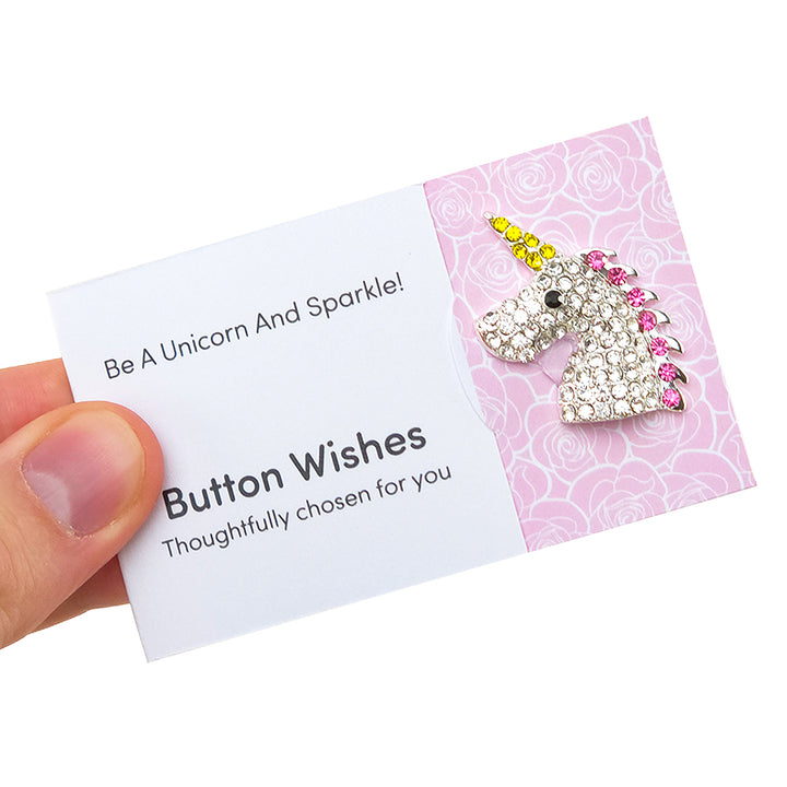 Be a Unicorn and Sparkle | Diamante | Button Wishes Sew On Token | Little Gift