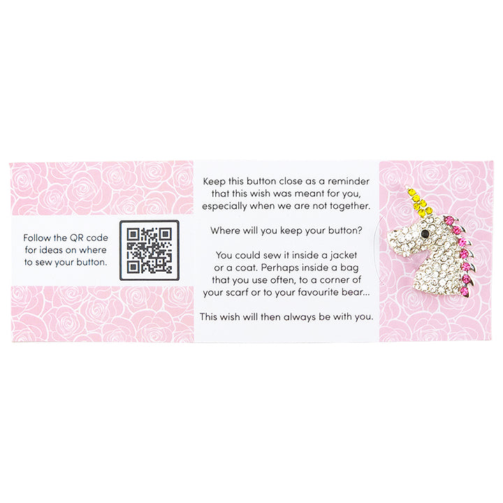 Be a Unicorn and Sparkle | Diamante | Button Wishes Sew On Token | Little Gift