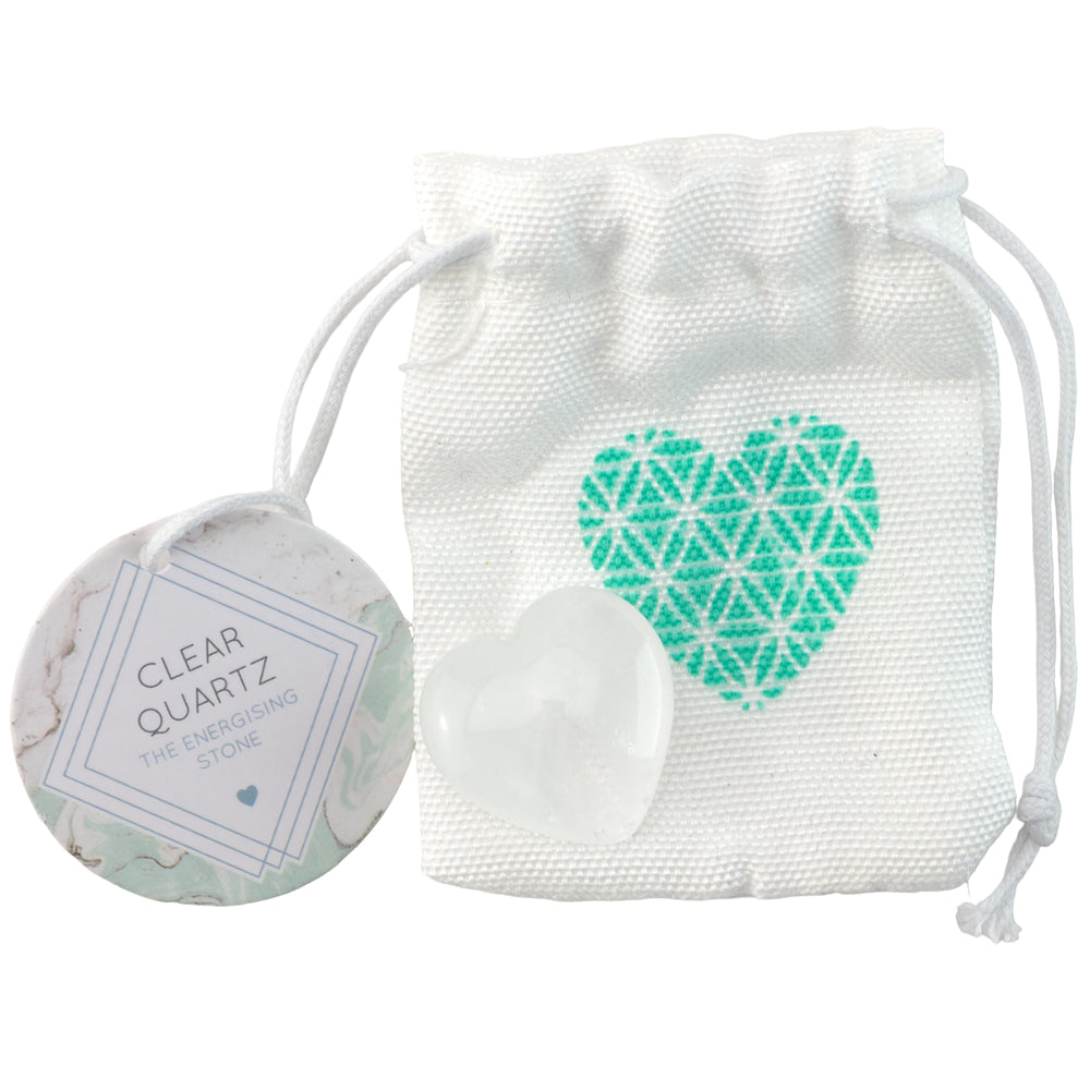 Clear Quartz Crystal Heart Stone in Bag | Energy | Mini Gift | Cracker Filler
