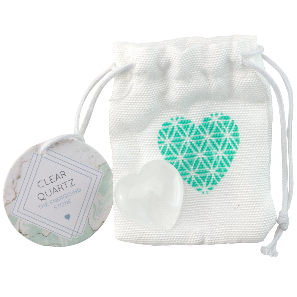 Clear Quartz Crystal Heart Stone in Bag | Energy | Little Gift | Cracker Filler