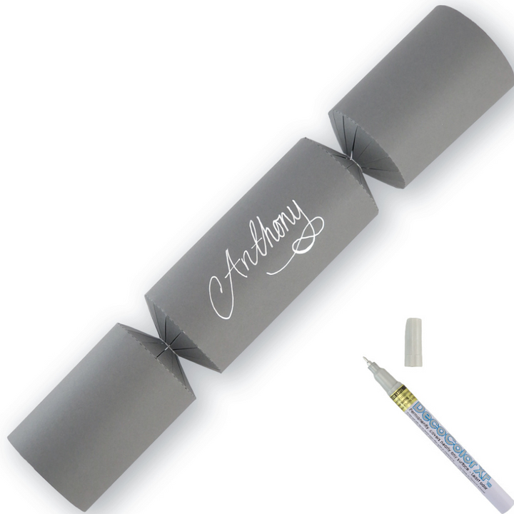 Deep Grey | 12 Personalise Your Own Crackers | Make &amp; Fill Your Own | With Pen