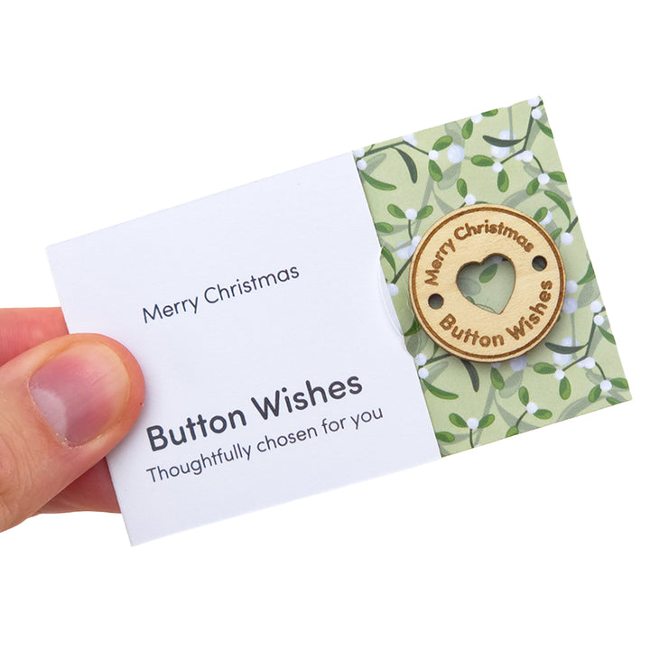 Simply Mistletoe | Button Wishes | Merry Christmas Sew On Token | Little Gift