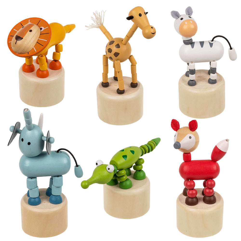 Retro Wooden Animal Push Up Toys | Little Gift | Party Bag Idea