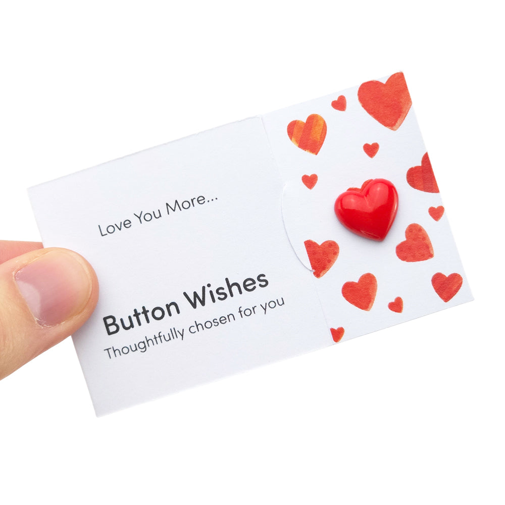 Love You More | Heart | Button Wishes Sew On Token | Little Gift | Cracker Filler