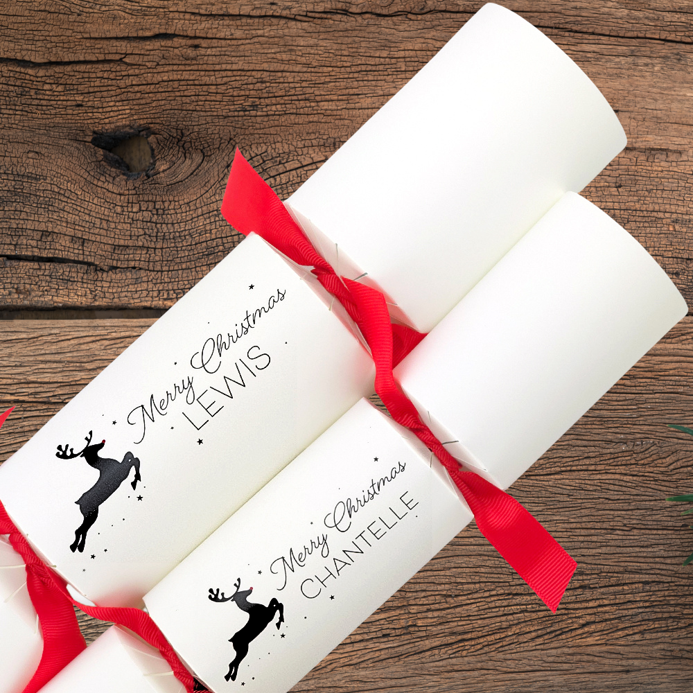 Personalised Rudolph Silhouette Crackers Kit | Add Your Own Names | Minimum 4