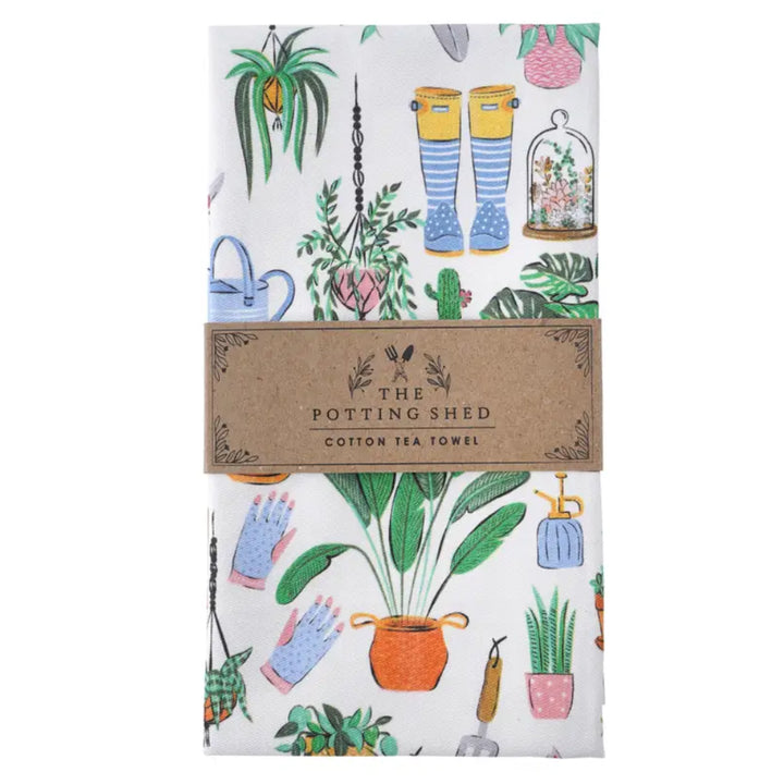 The Potting Shed 100% Cotton Gardening Themed Tea Towel | Gifts for Gardeners