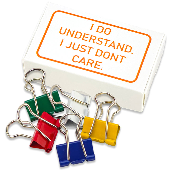 I Do Understand. I Don’t Care. | Mini Box of Bulldog Clips | Office Banter Gift