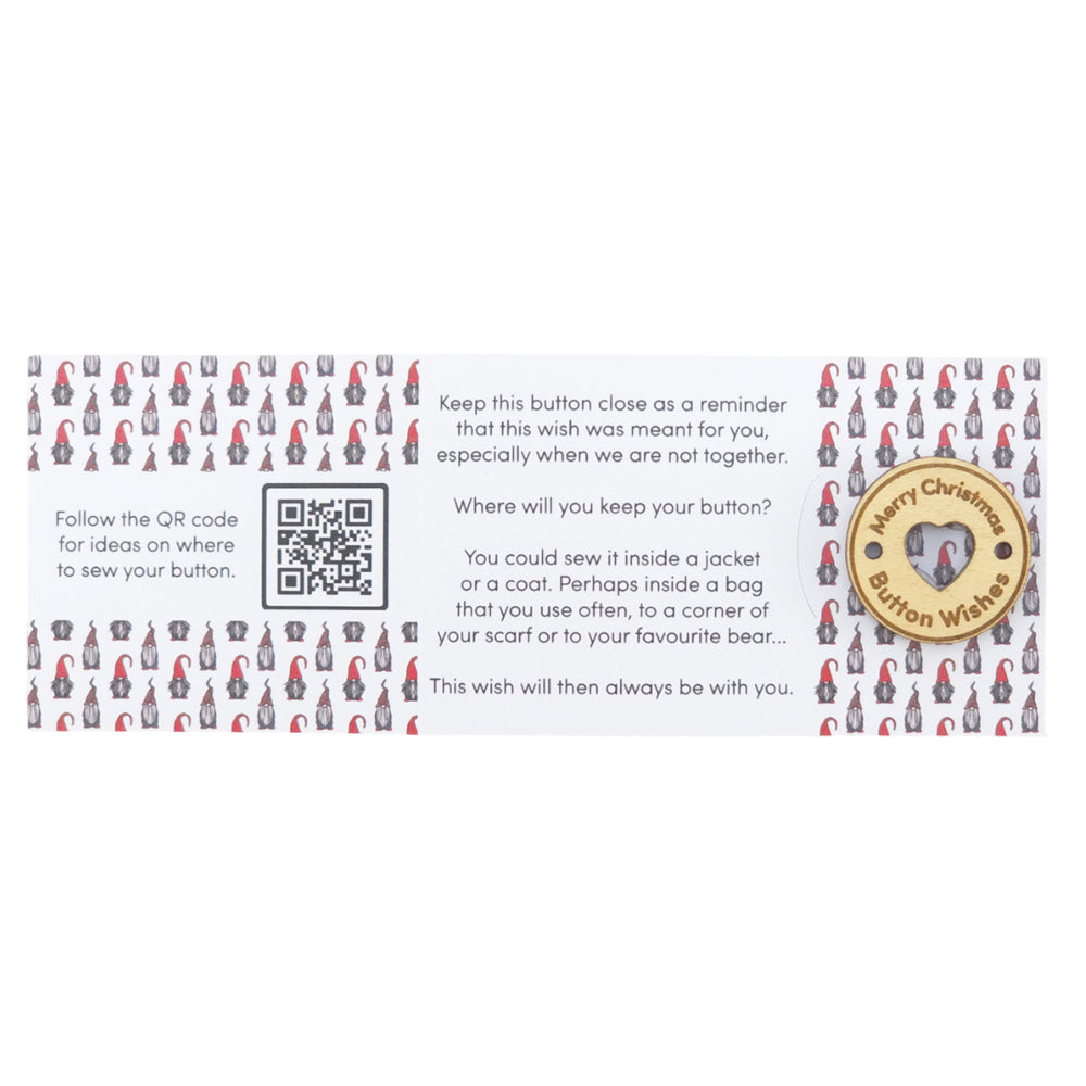 Nordic Gonk | Button Wishes | Merry Christmas Sew On Token | Cracker Filler