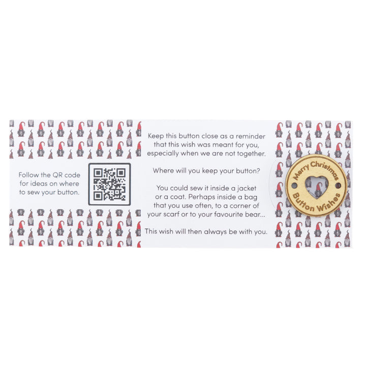 Nordic Gonk | Button Wishes | Merry Christmas Sew On Token | Cracker Filler