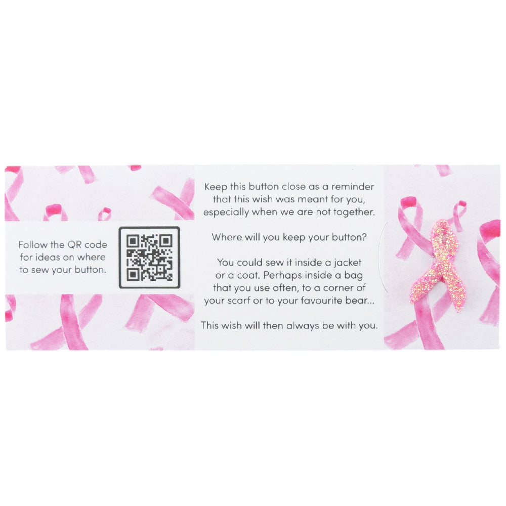 Survivor | Pink Ribbon | Button Wishes Sew On Token | Little Gift | Cracker Filler