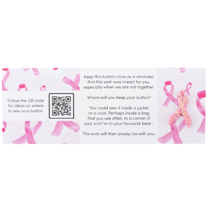 Survivor | Pink Ribbon | Button Wishes Sew On Token | Little Gift | Cracker Filler