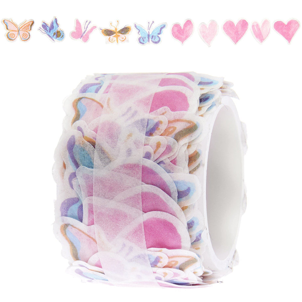 Butterflies &amp; Hearts | Washi Style Stickers | Reel of 200