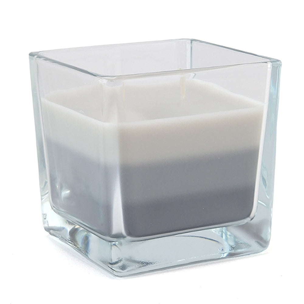 Grey Layered Candle in Jar | Salt Cave Scented | Double Wick | Fragranced