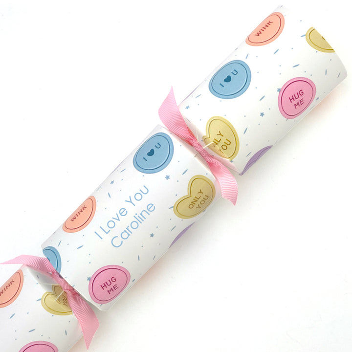 I Love You | Personalised Valentines Cracker Craft Kit | Candy Hearts | Single