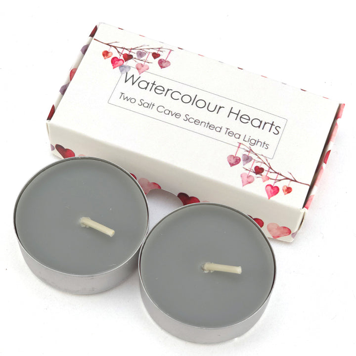 Relaxing Salt Cave Tealight Candles | Watercolour Hearts | Cracker Filler