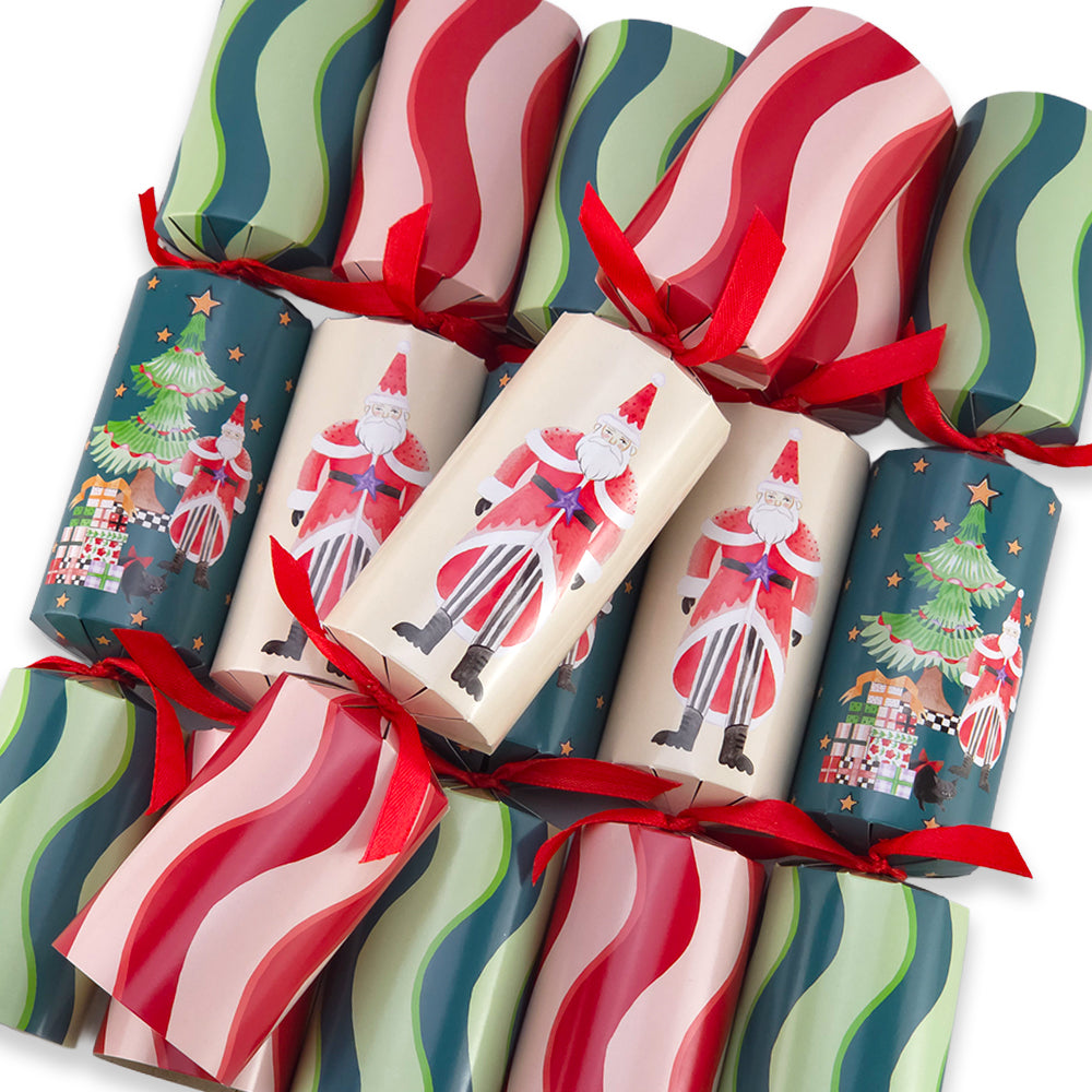 Santa Fun Stripe | 6 Cath Kidston Christmas Crackers | Plastic Free Gifts
