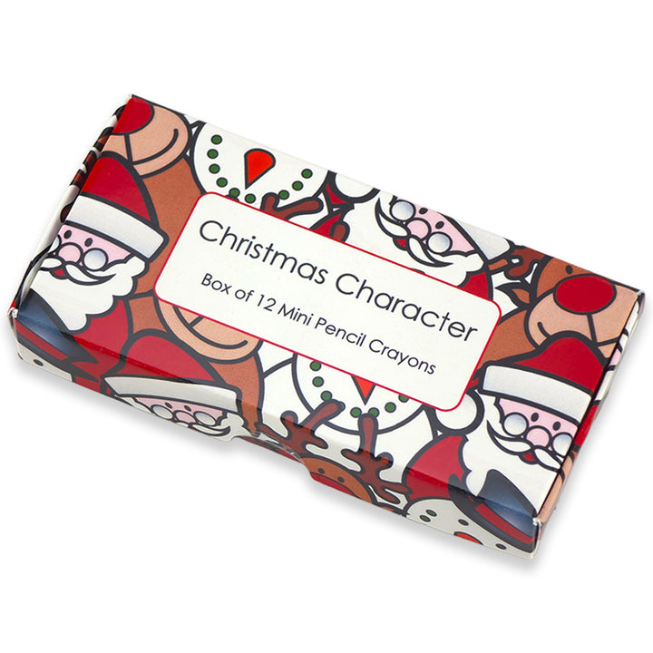 Mini Box of 12 Pencil Crayons | Christmas Character | Cracker Filler Gift