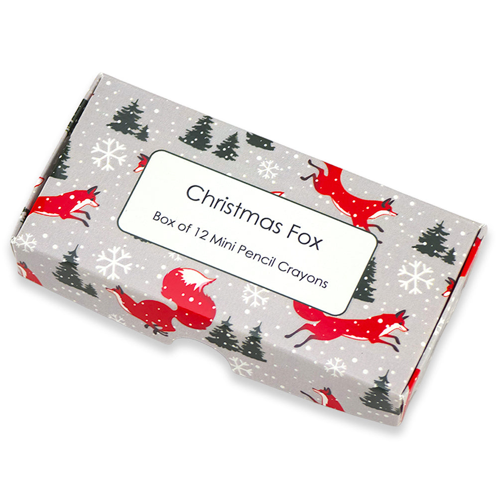 Mini Box of 12 Pencil Crayons | Christmas Fox | Cracker Filler Gift