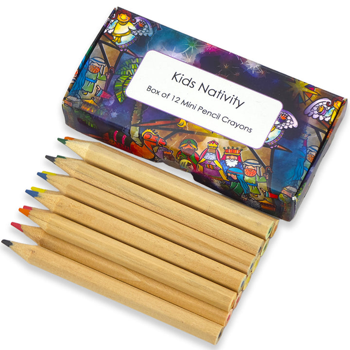 Mini Box of  12 Pencil Crayons | Kids Nativity | Cracker Filler Gift