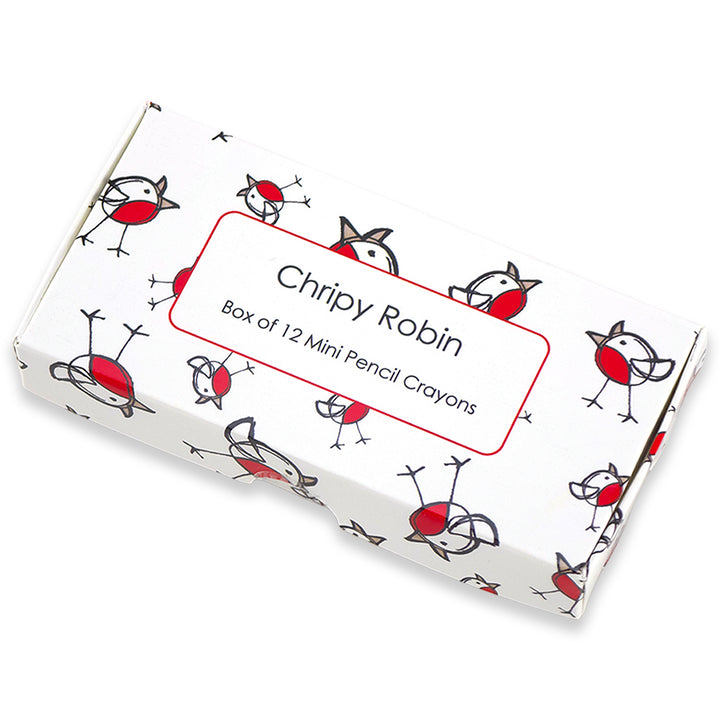 Mini Box of  12 Pencil Crayons | Chirpy Robin | Cracker Filler Gift