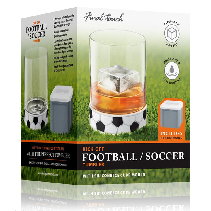 Kick Off Whiskey Tumbler & Ice Cube Mould | Football Whisky Glass | Gift for Men