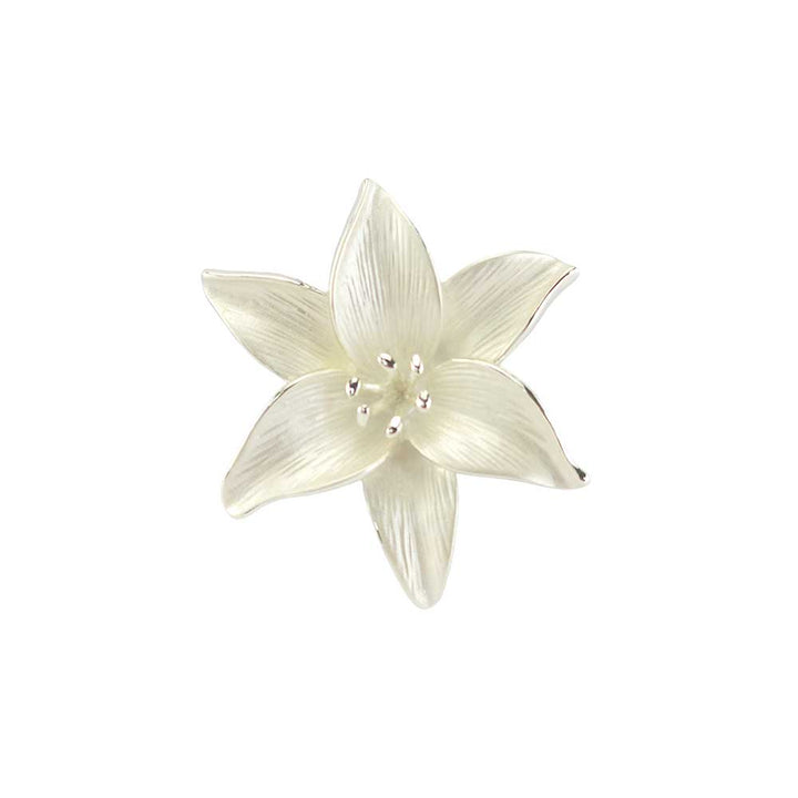 Lily Flower Brooch | Pearlescent White | 3.8cm Wide | Little Gift | Cracker Filler