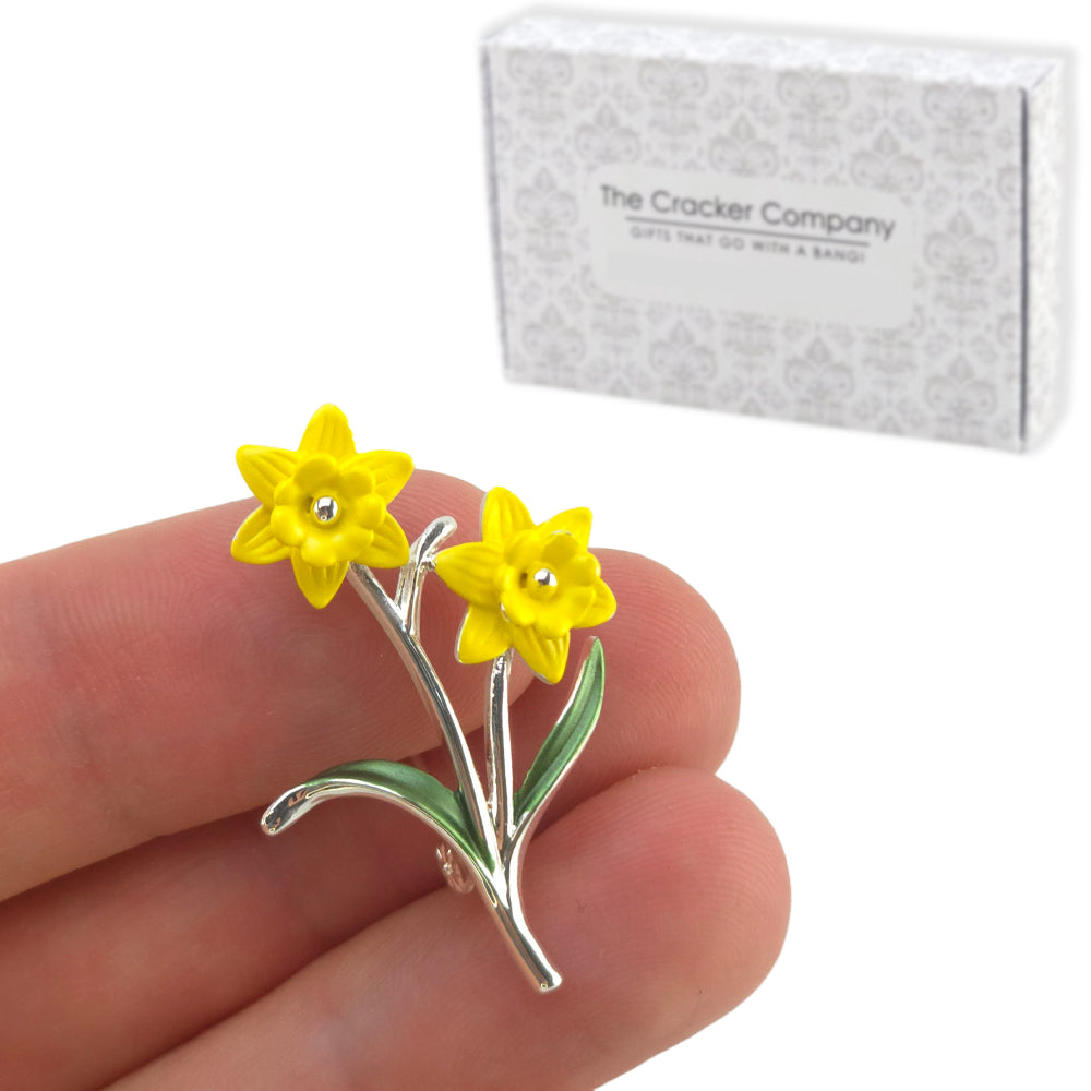 Dainty Tete-a-Tete Daffodil Brooch | 3.5cm Tall | Ladies Gift | Cracker Filler