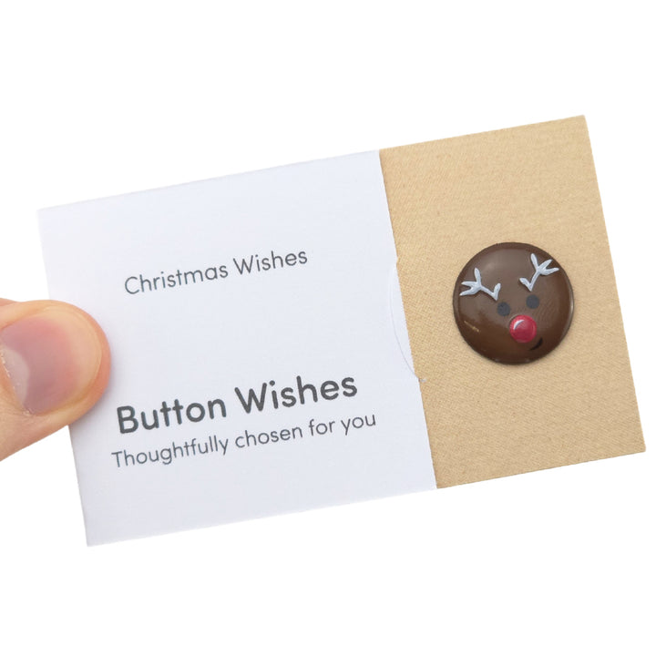 Christmas Wishes | Rudolph | Button Wishes Sew On Token | Mini Cracker Filler