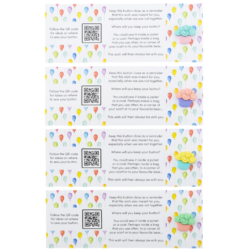Happy Birthday | Cupcake | Button Wishes Sew On Token | Mini Cracker Filler Gift