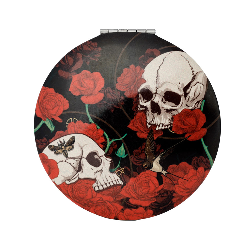 Skulls and Roses Compact Mirror | Gothic | Mini Letterbox Gift
