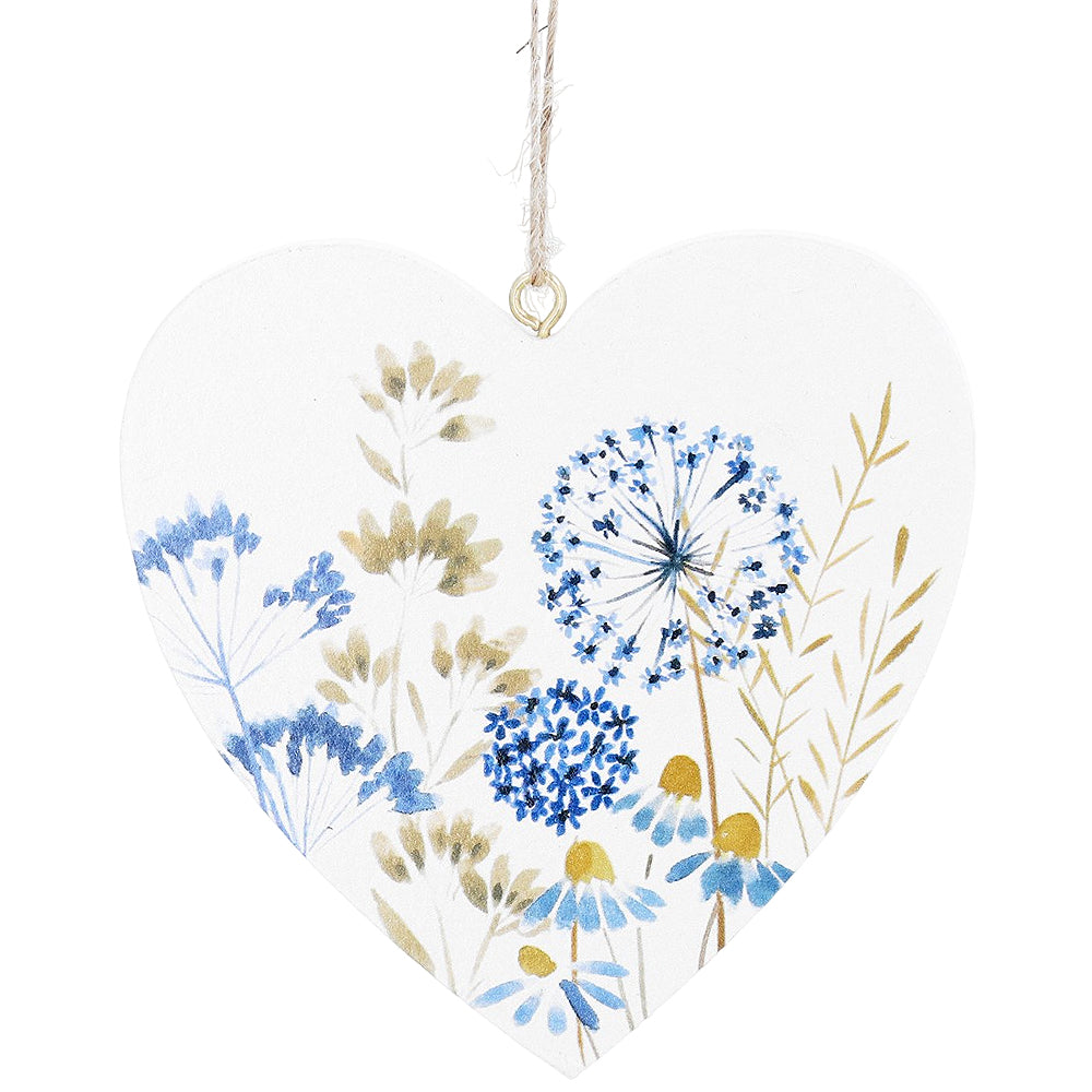 Wild Meadow | Wooden Hanging Heart Shape | Gisela Graham | Easter Tree Decoration