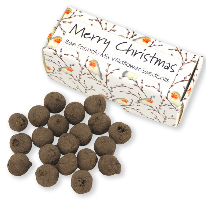 Willow &amp; Robin | Merry Christmas | Box of 20 Bee Mix Seedballs | Cracker Filler